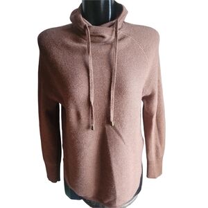 Cynthia Rowley Brown 100% Merino Wool Drawstring Crossover Neck Sweater M